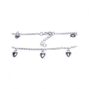 925 Sterling Silver Adjustable multi heart Anklet